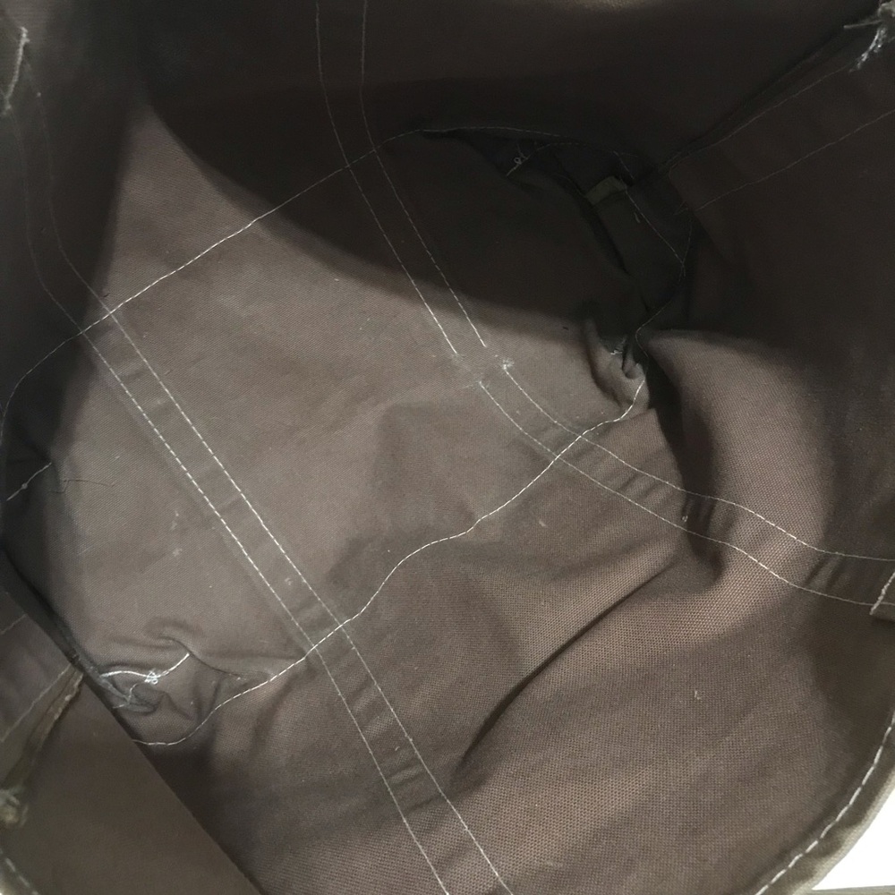 L.L.Bean Brown Canvas Tote with Olive Green Straps - Picture 8 of 9